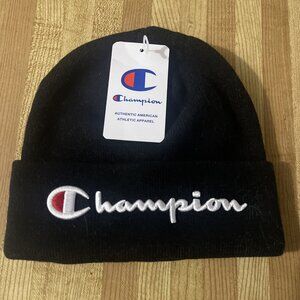 NWT Champion Beanie Winter Hat Blue Logo Script Spellout Hip Hop Streetwear